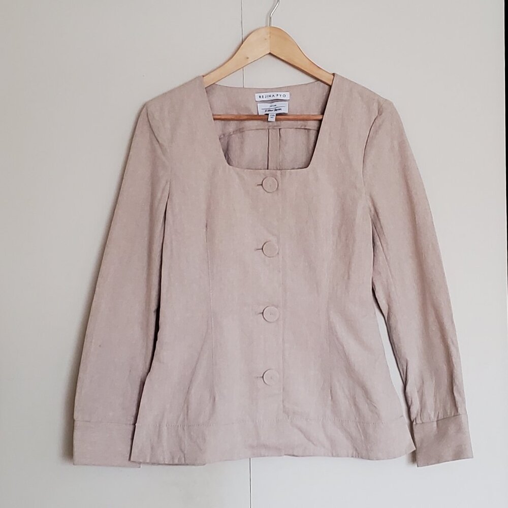 & Other Stories Fitted Button Up Cotton-Linen Blazer